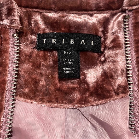 NWT Tribal Crushed Velvet Embroidered Bomber Jacket - Picture 3 of 7